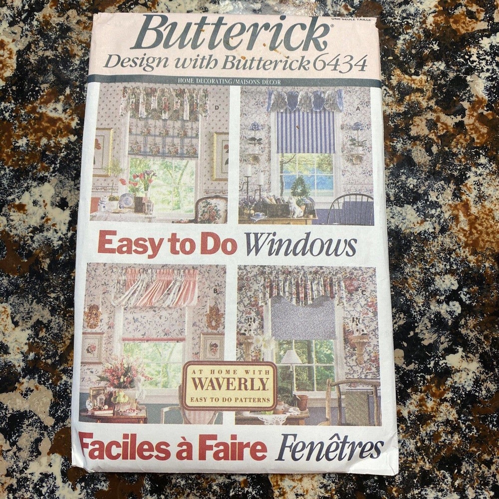 Butterick 6434 Waverly Valances Shades Home Decor Sewing Pattern Uncut